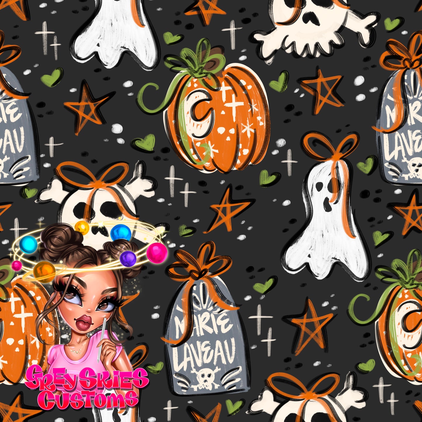 Spooky Doodle Mashup- Grey 🪦