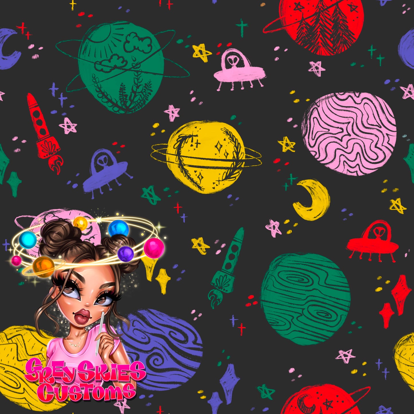 Primary Space Doodle- Grey 🪦