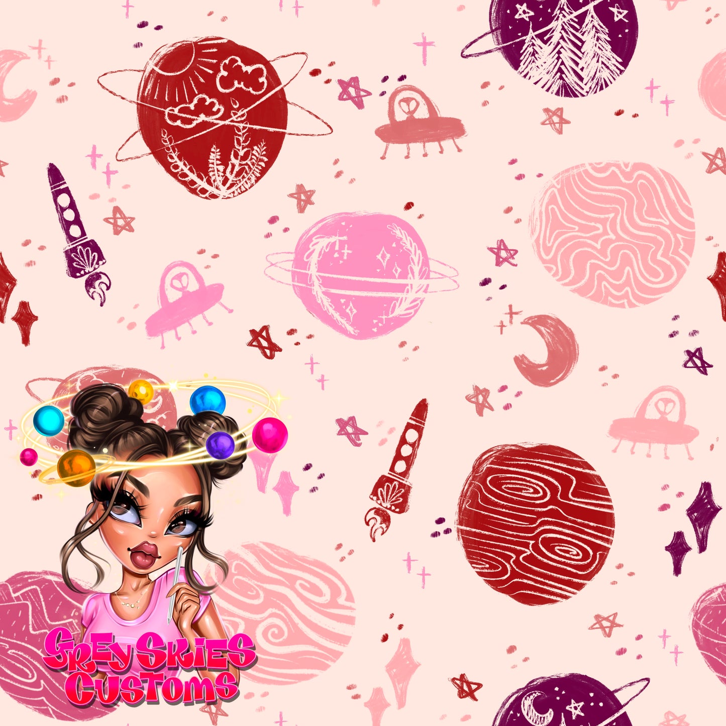 Strawberry Space Doodle- Pink 🪦