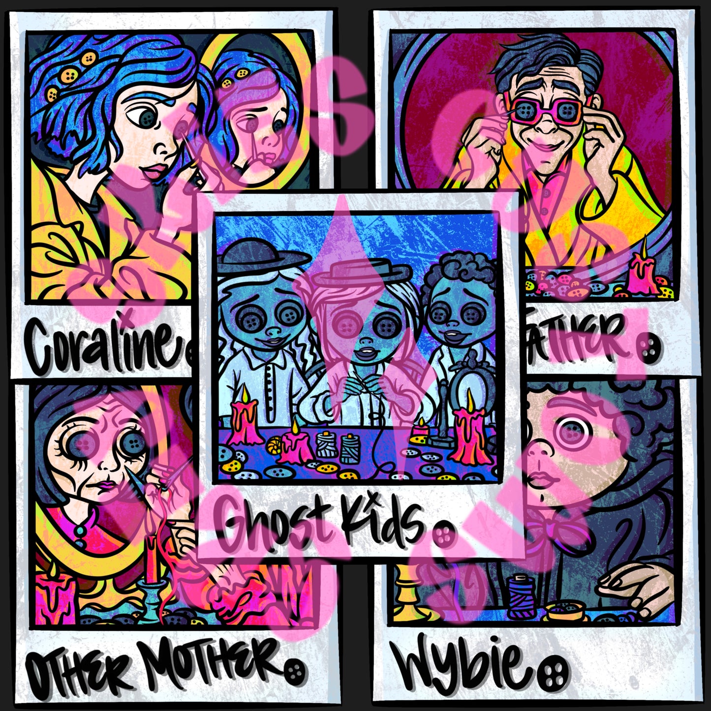 Button Eyes Polaroid Clip Art 🪦