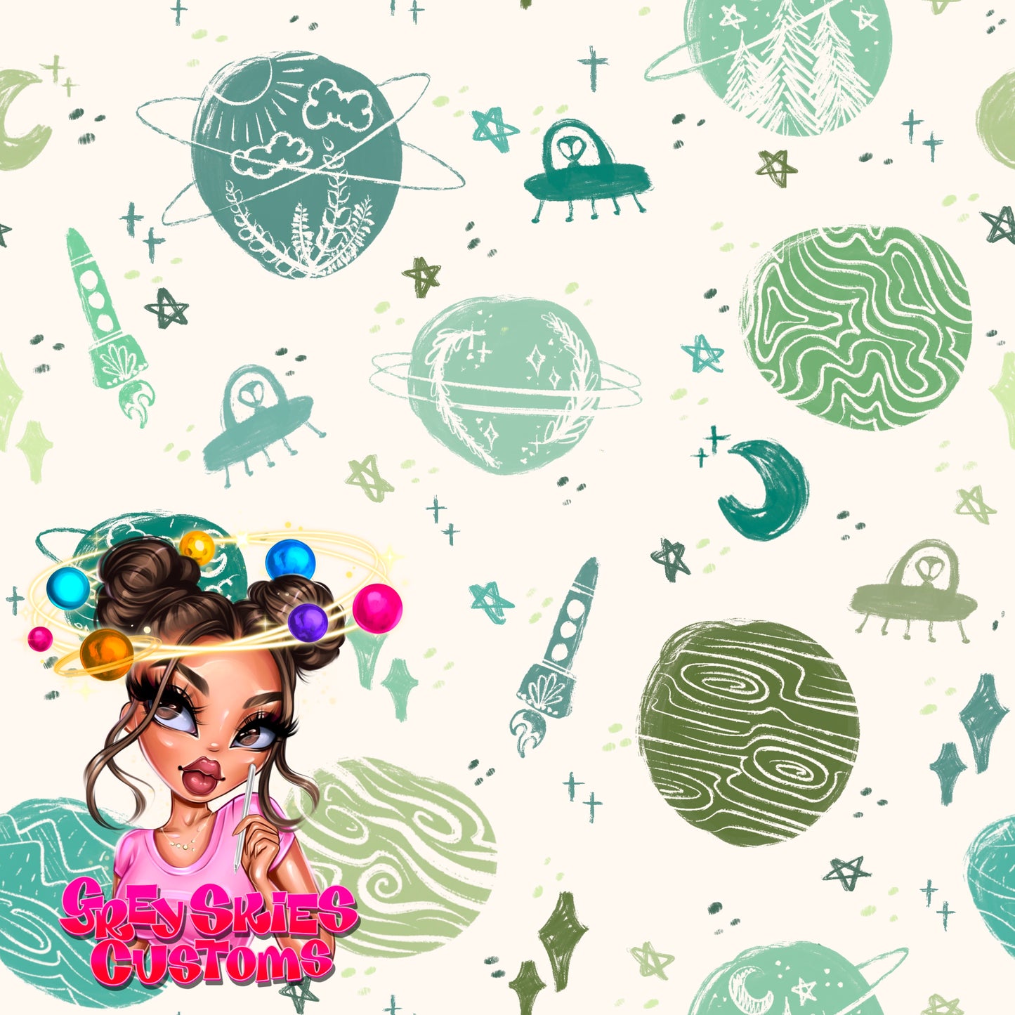 Moody Space Doodle- Cream 🪦