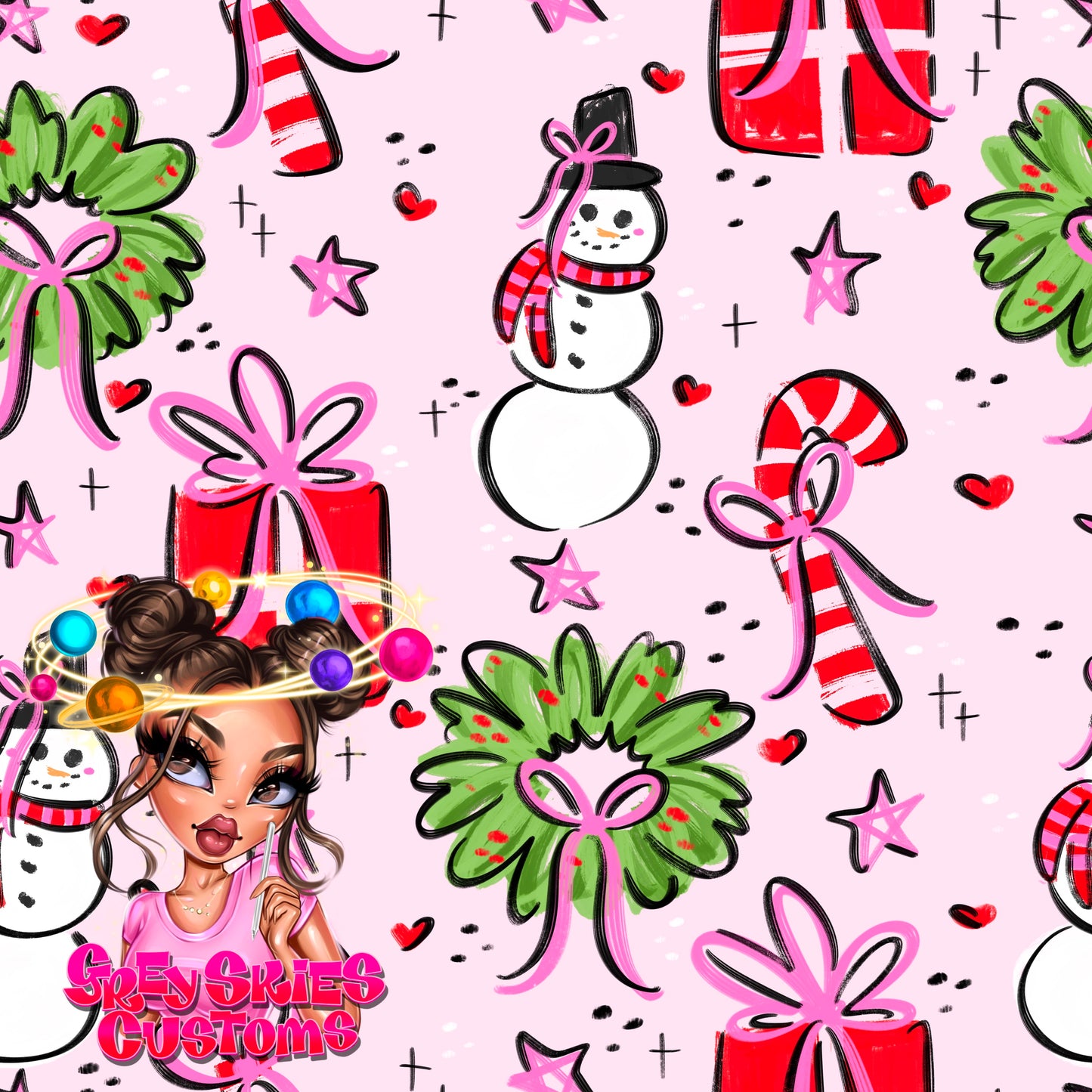 Holiday Doodle Mashup- Pink